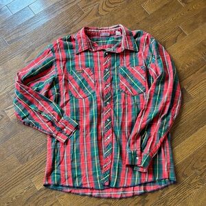Vintage Plaid Red and Green Men's Shirt